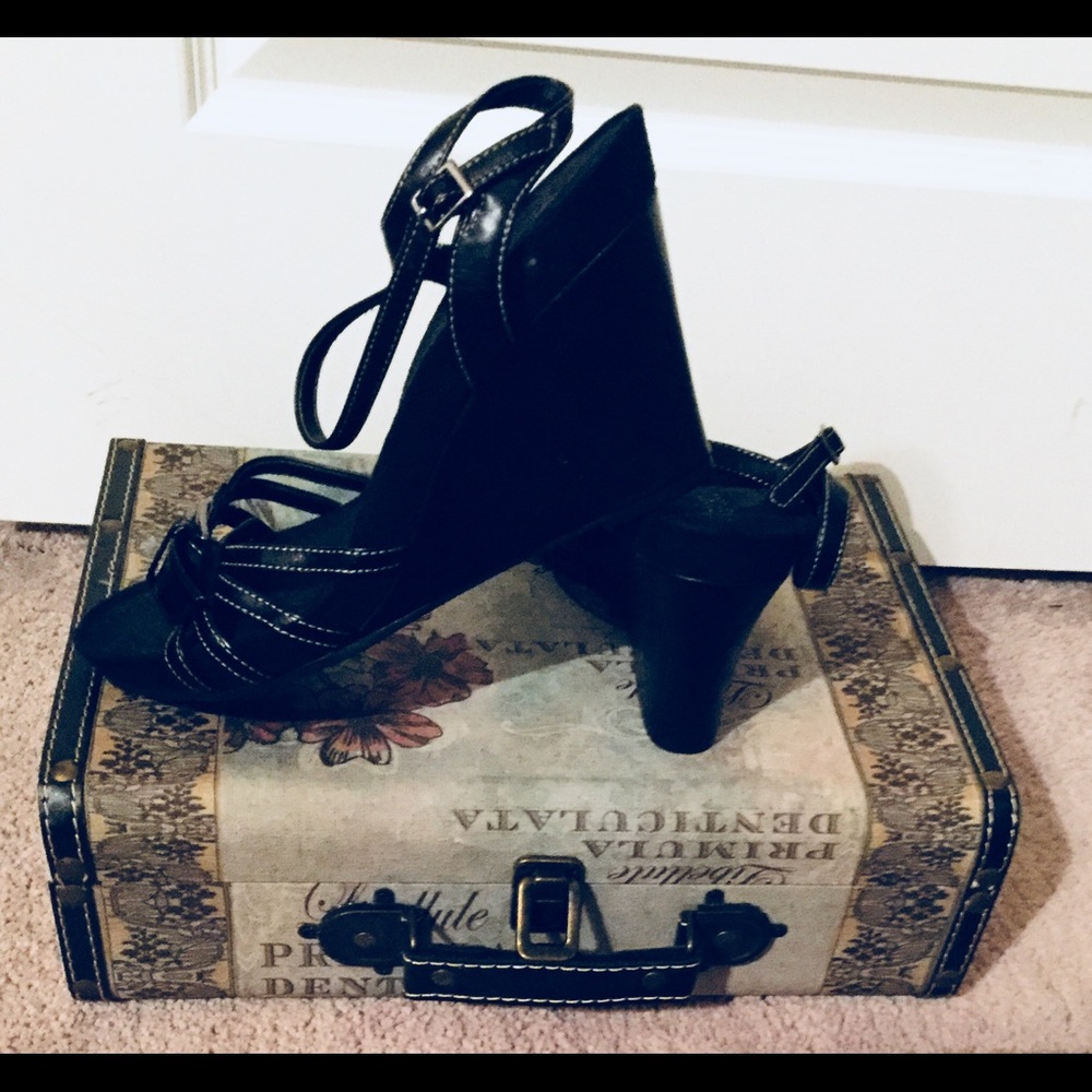 Black Wedge Sandals